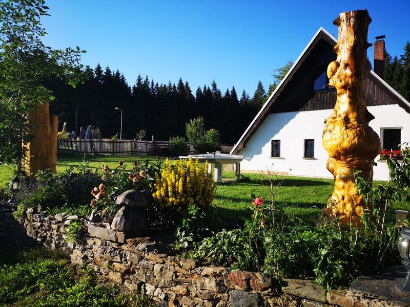 Teilnehmer einer betreuten Kinderreise haben einen Garten