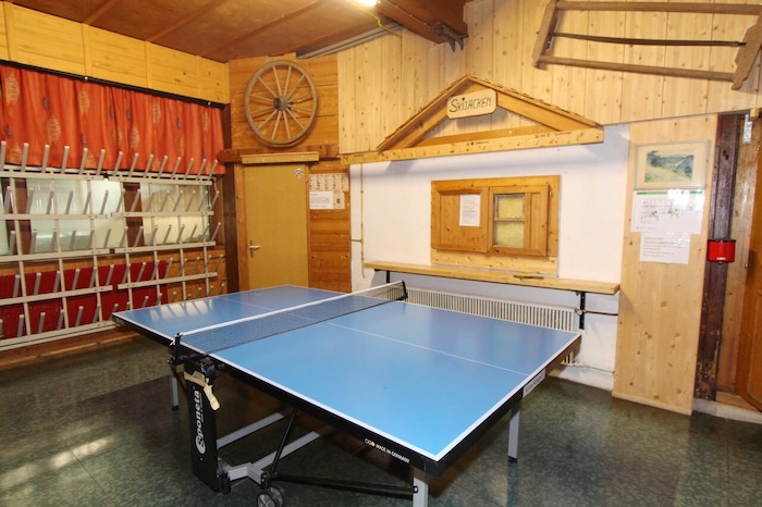 Teilnehmer eines Sportlagers spielen Tischtennis