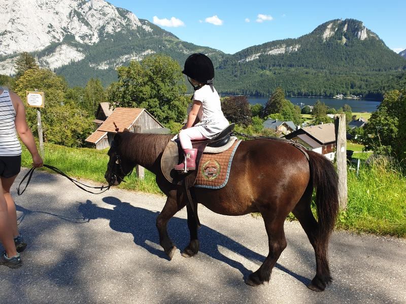 Teilnehmer eines Sportlagers reiten
