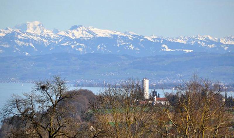 Die schöne Landschaft vom Ferienprogramm Konstanz ist mit den Alpen im Hintergrund erkennbar