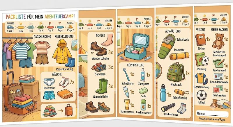 Packliste für Ferienlager - Was darf im Ferienlager nicht fehlen?